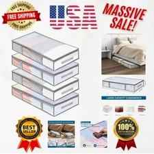 Space-Saving 4 Under Bed Storage Bins – Durable & Humid-Proof Storage Solutions