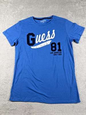 Guess ECO Big Boy's Graphic Logo Short Sleeve T-Shirt Blue Size 16 NWT