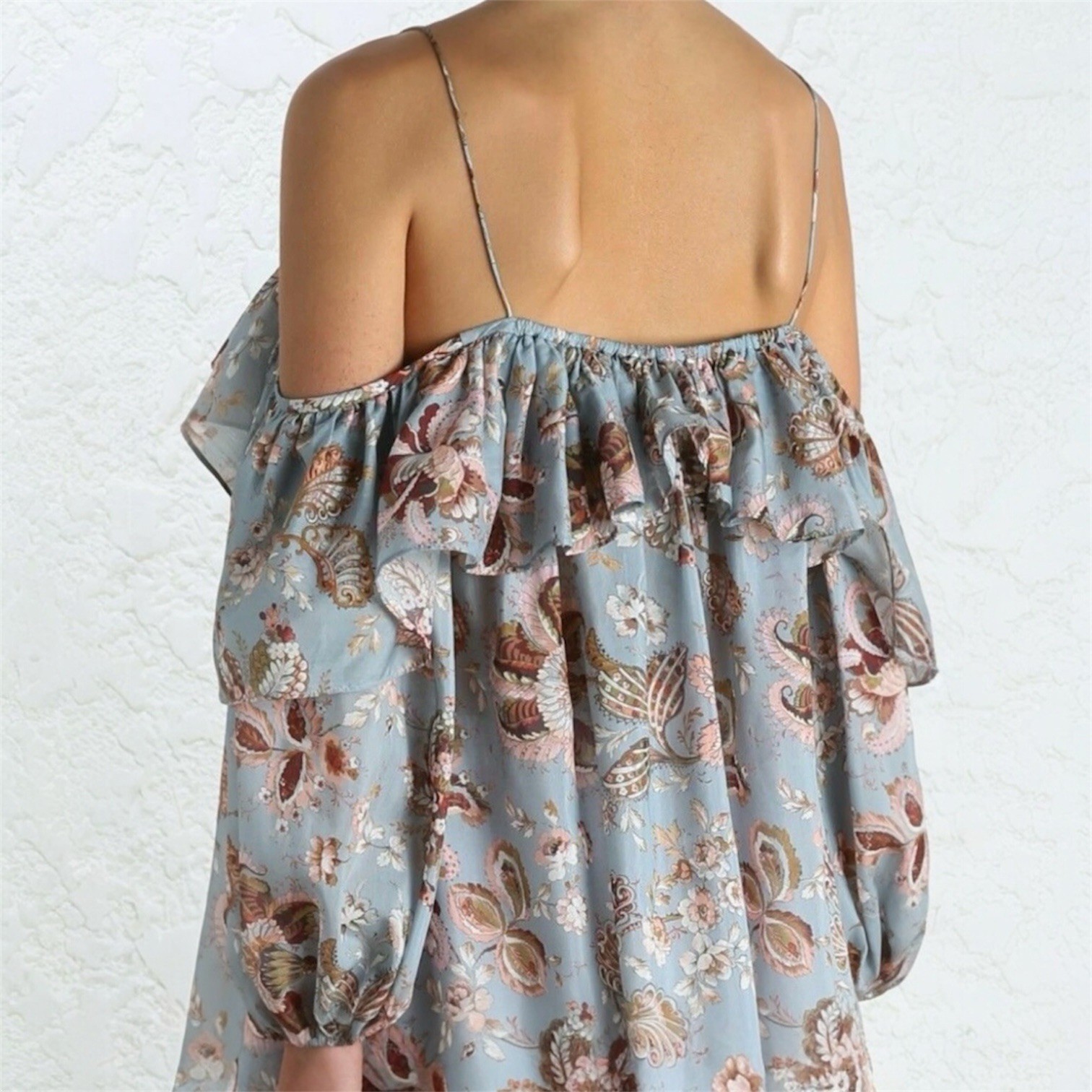 ZIMMERMANN Pavilion Off Shoulder Floral Top Silk Blend Size 1 (AU 10 US 6)