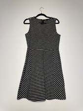 J.CREW Womens Fit & Flare Black Stripe Knit Dress Sz 8 Sleeveless