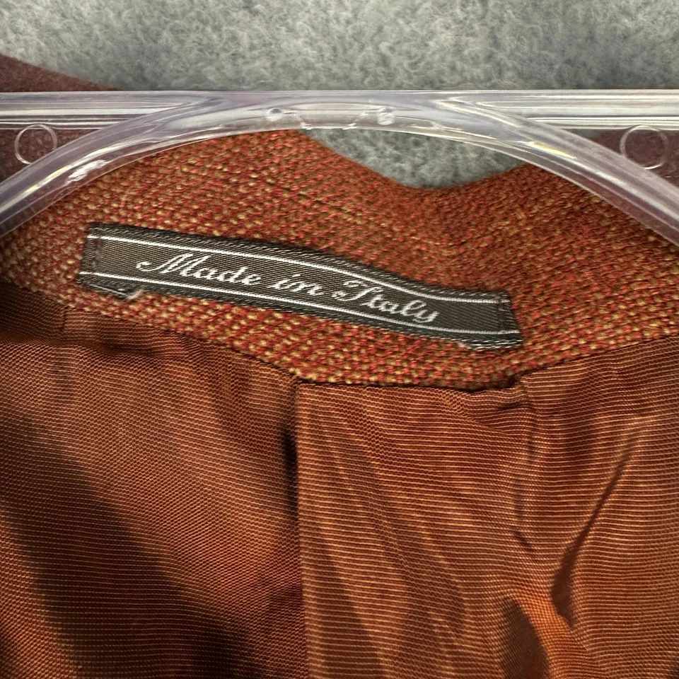 Abrigo deportivo Corneliani para hombre 44R naranja óxido lino seda lana hecho en Italia Blazer Foto 2 de 4