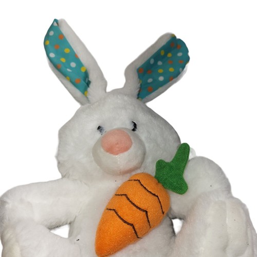 American Greetings Plush Easter Bunny Rabbit Lop Ear Carrot White Polka Dot 8" - Picture 4 of 12