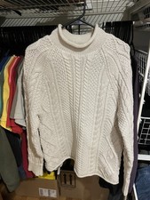 Vintage 90s J Crew Roll Neck Sweater Mens Small Cotton Fisherman Knit