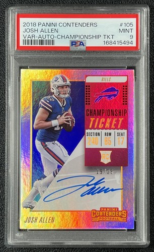 JOSH ALLEN PSA 9 2018 PANINI CONTENDERS #105 ROOKIE VAR CHAMPIONSHIP AUTO 19/25