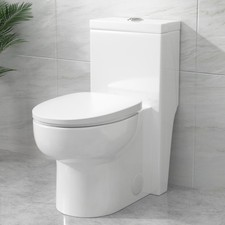 One Piece Toilet Elongated with Soft-Close Seat Dual Flush 1.22/1.6 GPF Skirted