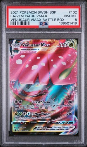 2021 POKEMON SWSH BATTLE BOX PROMO #102 FULL ART/VENUSAUR VMAX PSA 8