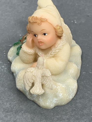 Statuina bambino vischio romano sdraiato con colomba vintage 97 Natale/Inverno - Foto 9 di 13
