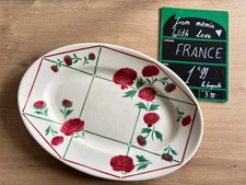 plat ovale vintage HBCM décor Daisyl vaisselle ancienne 23,5x34cm