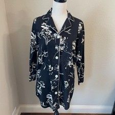 Lauren Ralph Lauren Women s Floral Collared Button Up Nightshirt Size Medium