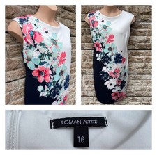 New Ladies Roman Petite Floral Lined Sleeveless Summer Party Dress UK 16 L39"