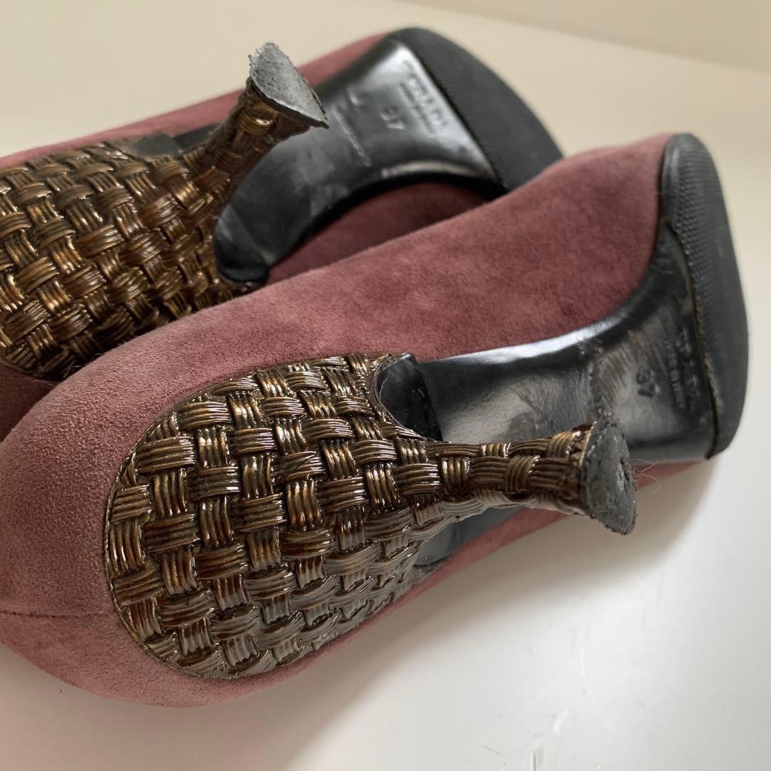 PRADA Women's Heel Pumps Size:37/JP:23 Suede Purple From Japan 135151K Authentic thumbnail 8