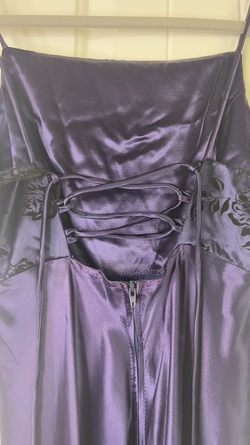 Vestido de Noche De Colección Y2K Maxi Líquido Satinado Terciopelo Talla 6 Púrpura Profundo Corsé Baile de graduación - Imagen 3 de 15