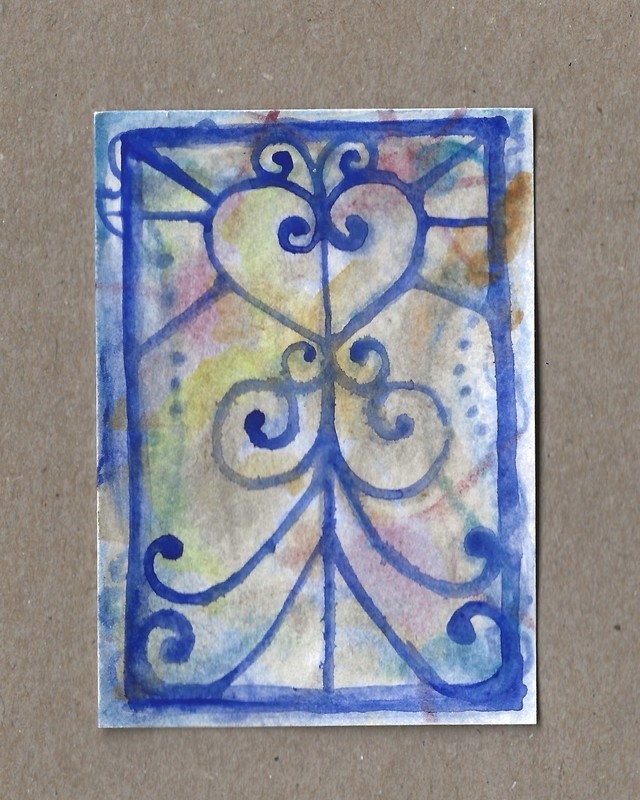 ACEO Original Watercolor Iron Gates Miniature OOAK 