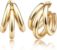 Ohrringe Gold 18K Vergoldet Hypoallergen Chunky Creolen Zirkonia Damen