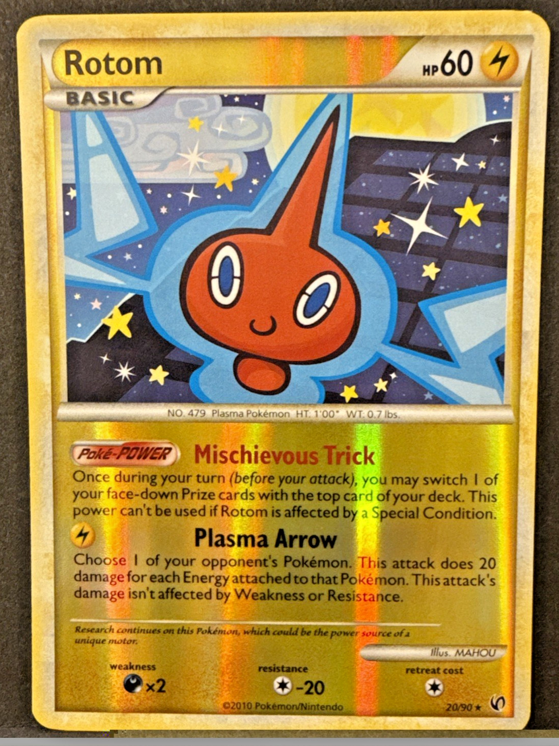 Pokemon Card - Rotom Undaunted 20/90 Rare Reverse Holo - LP