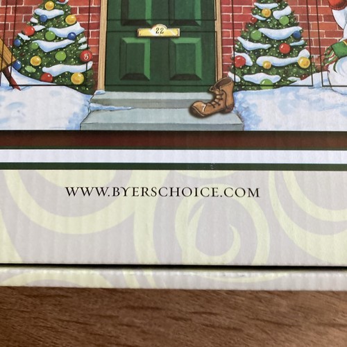 22" Traditions Byers Choice Wooden Christmas House Advent Calendar with Doors - Picture 3 of 7