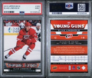 2013-14 Upper Deck Series 2 #469 Elias Lindholm Young Guns PSA 9 RC