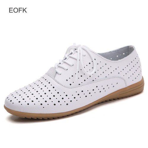 Women Oxford Shoes Casual Leather Ballet Flats Lace Up Soft Comfortable Ladies - Picture 44 of 49