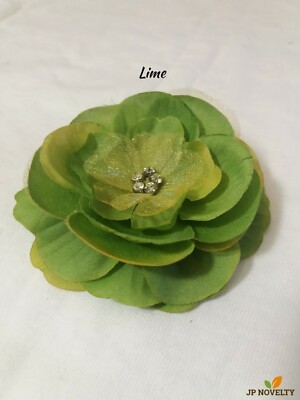 Kazumi - 3.5'' Hand Stitch Silk Flower W/ 5 Rhinestone, CHOOSE Color