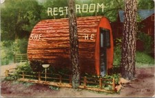 Photo PC * Redwood Highway California He-and-She Restroom 1951