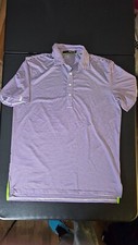 Polo Ralph Lauren RLX Mens L Purple White Horizontal Stripes Polo Golf Shirt