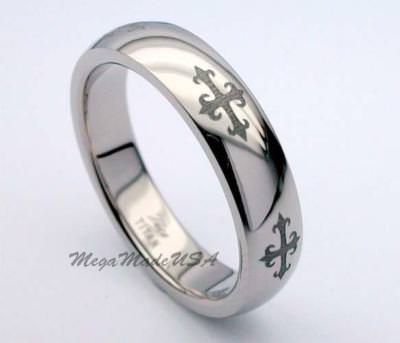 Cross Engrave Titanium Ring High Polish Wedding Band Engagement Jewely Sz 11