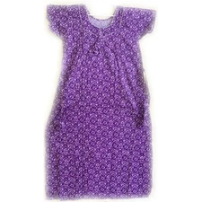 Womens Purple Cotton Printed Maxi Gown Short Sleeve Slip-On Stylish Summer Dress