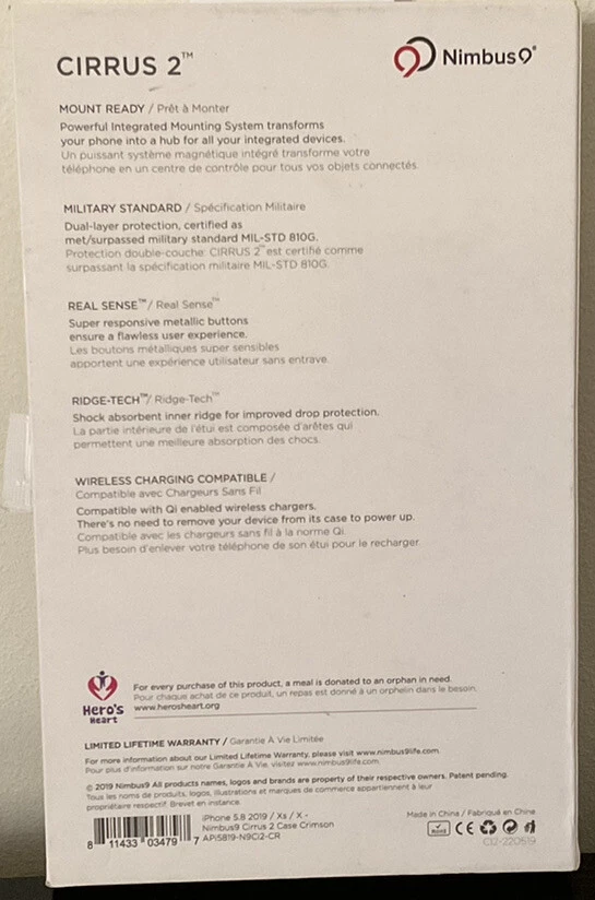 Capa Nimbus9 Cirrus 2 Series para Apple iPhone 5.8 2019/Xs/x- Vermelha Carmesim/Preta - Imagem 2 de 2