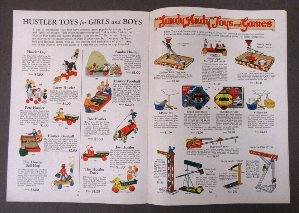 rare 1920s MARCH OF THE TOYS CATALOG Arcade Hustler Sandy Andy
