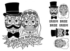 Til Death Bride Groom Black Fused Glass Decals