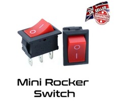 Rocker Switch Red Mini 3 Pin 3 Amp 10x15 Panel Mount 240V *UK Supplier*