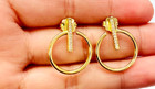 QVC Italian Silver 18K Yellow Gold Silver Open Circle White Topaz Hoop Earrings — photo 7