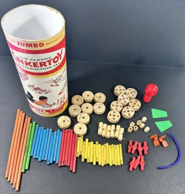 Tinkertoy Construction 102 Jumbo Set 81 Pc a Few Missing Classic 2006 - Image 1 of 4