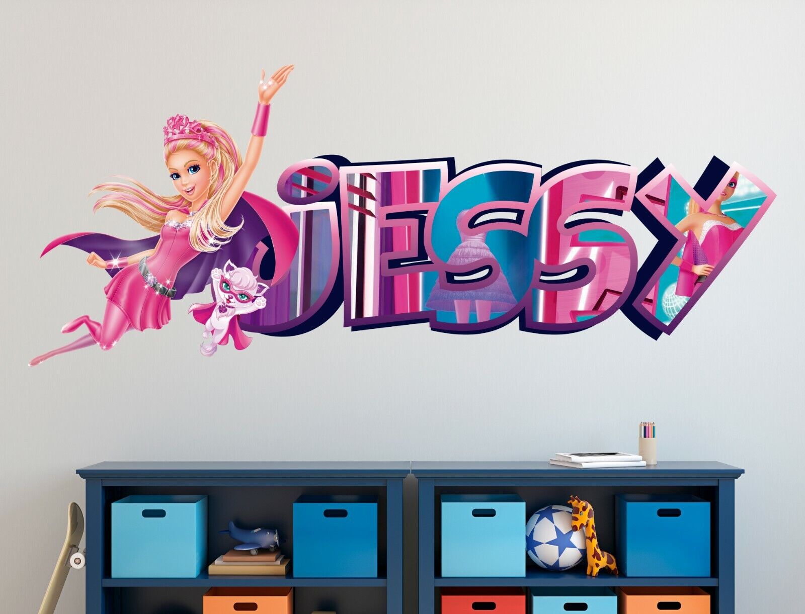 Barbie Princess Power Custom Vinyl Lettering Stickers Wall Decals Name Art KA295