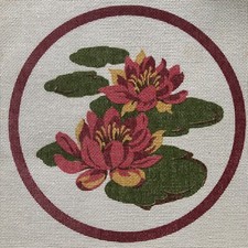 Vintage Tapestry Bazaar of London Dark Pink Water Lily Floral Needlepoint Canvas