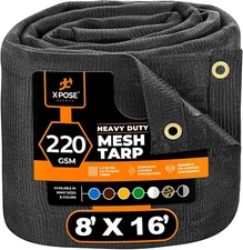 8'x16' Mesh Tarp, Heavy Duty, Air Flow Design, Weather Resistant, Multipurpose