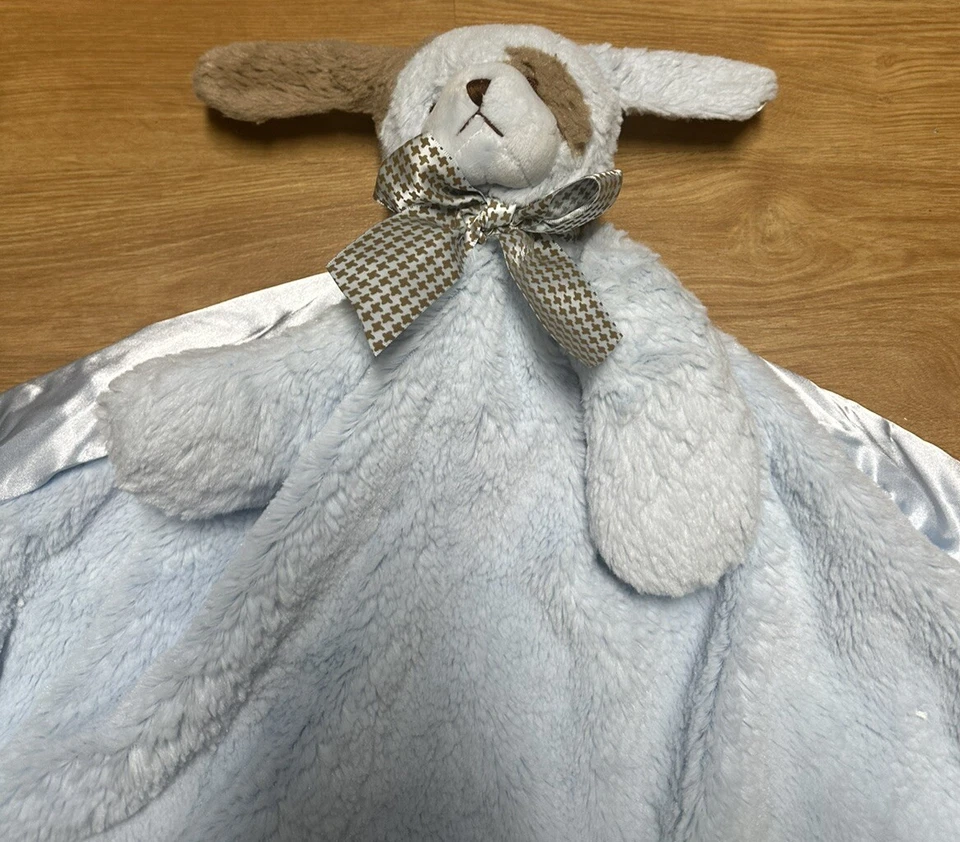 Bearington Baby Collection Blue Puppy Dog Lovey Blanket Personalized Andy Satin - Image 4 of 4