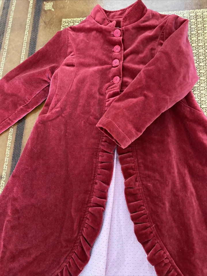 Abrigo Jottum Rembrandt BELLINA Terciopelo Rojo 97% Algodón Talla 104/4 años Impecable Foto 4 de 4