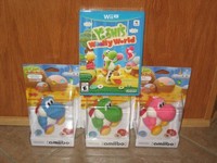 Nintendo Yoshi's Woolly World Wii U + 3 Yarn Amiibo Bundle Set Blue Green Pink Nintendo Yoshi's Woolly World Wii U + 3 Yarn Amiibo Bundle Set Blue Green Pink