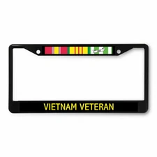 Metal License Plate Frame Vinyl Insert Vietnam Veteran Flag Military