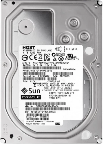 FESTPLATTE HITACHI SUN HUS724040ALS640 7066831 4TB 7200U/min 64MB SAS2 3.5" Zoll
