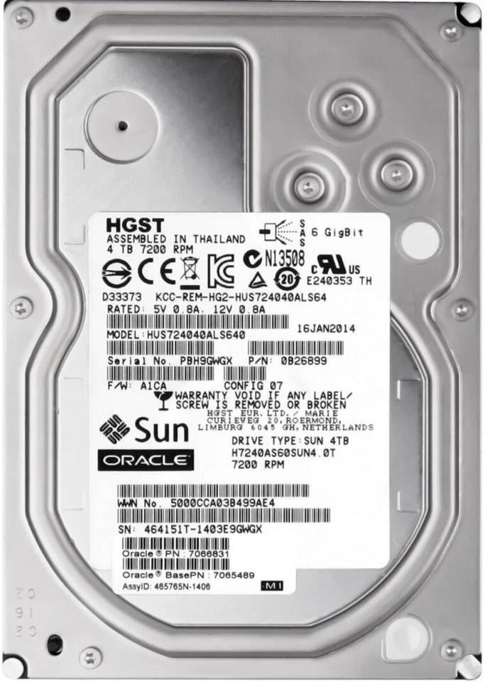 Hard Hitachi Sun HUS724040ALS640 7066831 4TB 7200U/Min 64MB SAS2 3.5 " Inches - Image 3 of 3