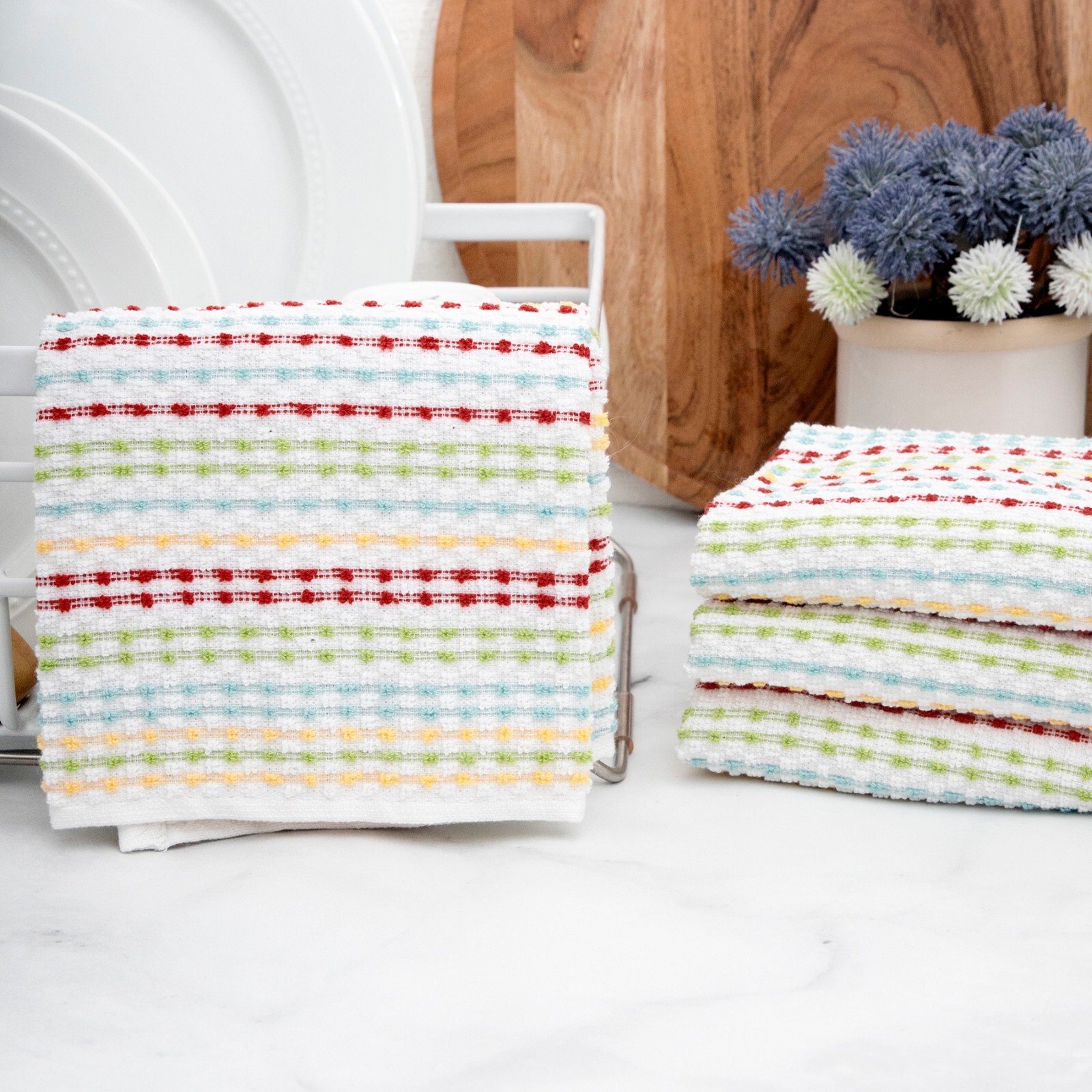 RITZ Pebble Cotton Terry Bar Mop Kitchen Towels 4-Piece Set