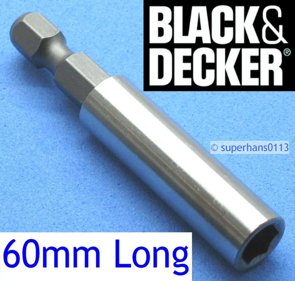 60mm Black & Decker Magnetic 1/4 Hex Screwdriver Bit Holder Drill Driver Adapter