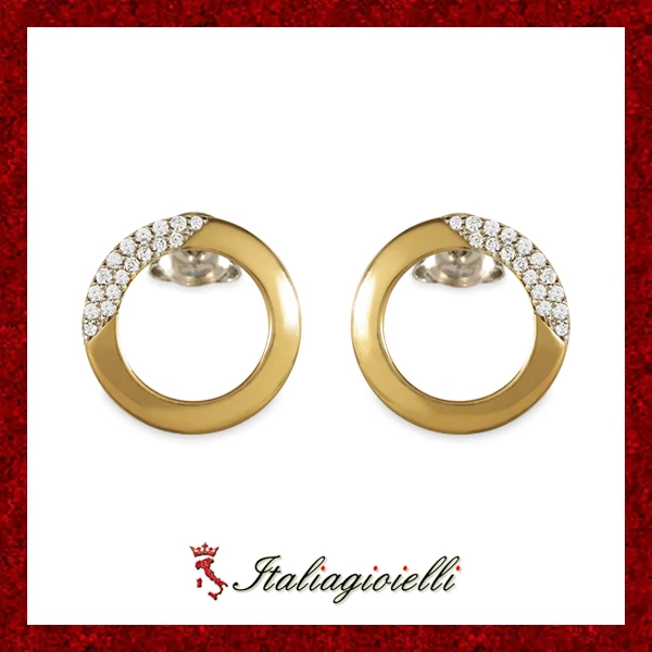 Orecchini Lunghi in Argento 925 con Bagno di Rodio e Zirconia