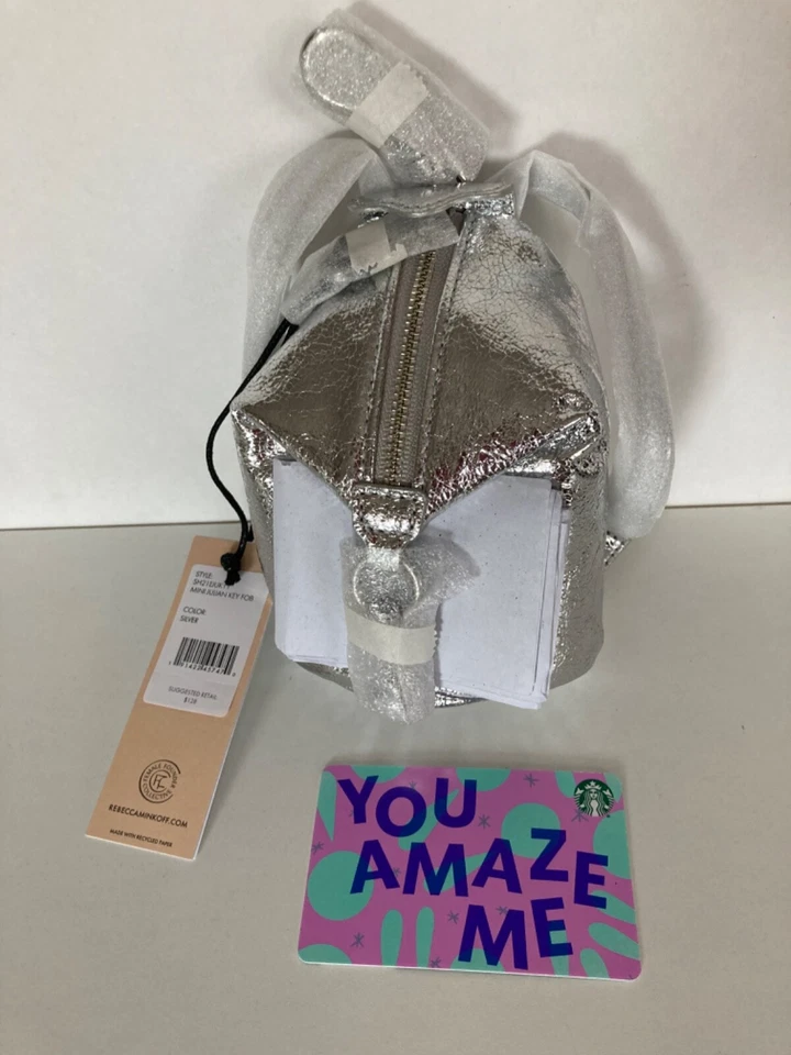 Rebecca Minkoff Mini Julian Leather Key Fob Silver Very Rare - NWT - Image 2 of 4