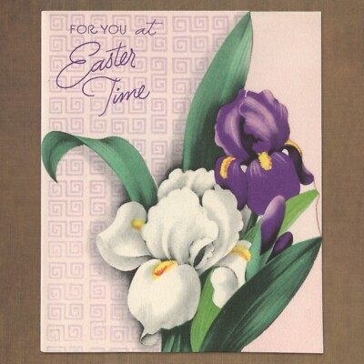 Unused Vintage 1950s 1960s American Greetings EASTER Card, Die-Cut Lily Flowers