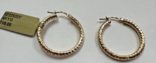 NWT 298 Beautiful 14K Yellow Gold 20mm Hoop Earrings Diamond-cut ladies girls 