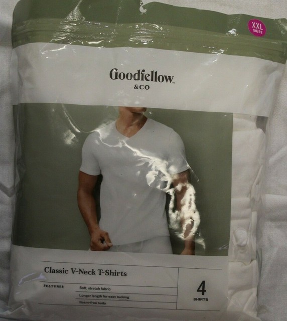 Goodfellow & Co Men's Classic V Neck T Shirt 4 Pack White Size XXL for