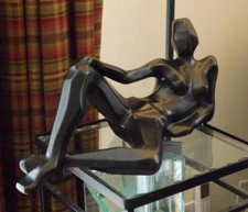 Jaru Female Woman Lady Reclining Cubist Ceramic Sculpture Mid Century Modern